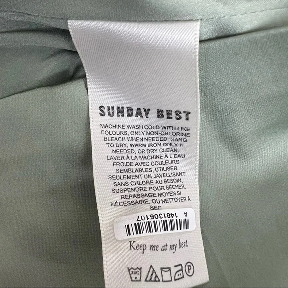 Aritzia Sunday Best Satin Mini Dress in Sage Frost Size 10 B13 - Picture 6 of 9